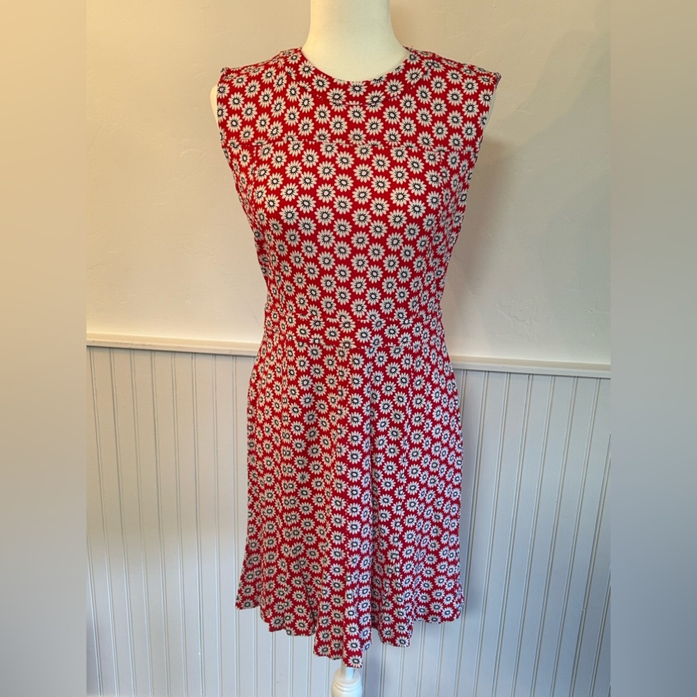 Tory Burch Red and White Daisy Print Dress